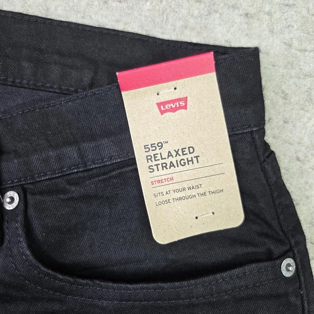 Levis 559 Relaxed Straight Jeans Mens 33x32 Black Denim 00559-0239 NEW